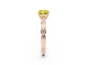 Fancy Yellow Cushion Cut Diamond Solitaire Twisted Band Ring Set in Rose gold with Accent Stones and Prong Setting
