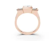 Oval Channel-Set Three Stone Engagement Ring Setting | Wide Flat Band | Rose Gold