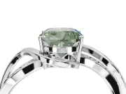 Cushion Cut Bypass Solitaire Engagement Ring Setting for a Fancy Green Lab-Grown Diamond | Pavé Strands | White Gold