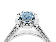 Pear-Shaped Hidden Halo Engagement Ring Setting for a Fancy Blue Lab-Grown Diamond | Triple Row Pavé Band | Platinum