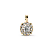 Cushion Cut Lab-Grown Diamond Halo Pendant Necklace | Polished Bail | Yellow Gold