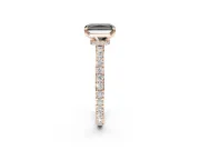 Radiant Cut Hidden Halo Solitaire Engagement Ring Setting for a Black Center | Pavé Band | Rose Gold
