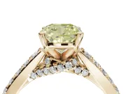 Cushion Cut Pavé Engagement Ring Setting for a Fancy Yellow Lab-Grown Diamond | Crossover Gallery | Yellow Gold