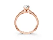 Pear-Shaped Engraved Solitaire Engagement Ring Setting | Milgrain Edges | Rose Gold