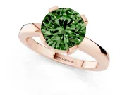 Fancy Green Round Cut Diamond Solitaire Ring Set in Rose gold with Prong Head and Smooth Polished Band