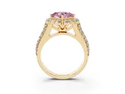 Princess Cut Large Accent Halo Engagement Ring Setting for a Fancy Pink Lab-Grown Diamond | Graduated Pavé | Yellow Gold
