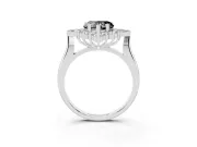 Heart-Shaped Cluster Halo Engagement Ring Setting for a Black Center | Sterling Silver