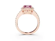 Asscher Cut Pave Halo Engagement Ring Setting for a Fancy Pink Lab-Grown Diamond | Rose Gold