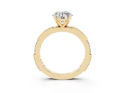 Round Vintage Pavé Solitaire Engagement Ring Setting | Milgrain Edges | Yellow Gold
