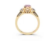 Pear-Shaped Hidden Halo Three Stone Engagement Ring Setting for a Fancy Pink Lab-Grown Diamond | Yellow Gold