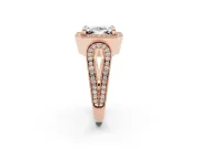 Emerald Cut Vintage Milgrain Halo Engagement Ring Setting | Open Loop Pave Shoulders | Rose Gold