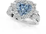 Heart-Shaped Halo Engagement Ring Setting for a Fancy Blue Lab-Grown Diamond | Graduated Channel Band | White Gold