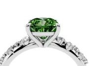 Cushion Cut Graduated Accent Engagement Ring Setting for a Fancy Green Lab-Grown Diamond | Platinum