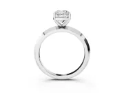 Cushion Cut Diamond Solitaire Engagement Ring Set in White gold with Flat Band and Prong Setting