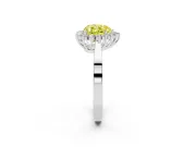 Heart-Shaped Scalloped Halo Engagement Ring Setting for a Fancy Yellow Lab-Grown Diamond | Flat Plain Band | White Gold