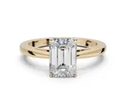 Emerald Cut Cathedral Solitaire Engagement Ring Setting | Open Shoulders | Yellow Gold