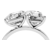 Asscher Cut and Emerald Cut Toi Moi Ring Set in Silver with Prong Setting