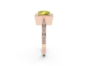 Princess Cut Milgrain Halo Engagement Ring Setting for a Fancy Yellow Lab-Grown Diamond | Side Stones | Rose Gold