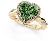 Heart-Shaped Twisted Halo Engagement Ring Setting for a Fancy Green Lab-Grown Diamond | Yellow Gold