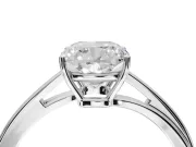 Cushion Cut Bypass Solitaire Engagement Ring Setting | Plain Polished Band | White Gold
