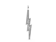 Round Lab-Grown Diamond Pavé Lightning Bolt Pendant Necklace | Polished Rim | White Gold