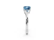 Fancy Blue Princess Cut Diamond Solitaire Twist Band Ring Set in Platinum with Prong Setting