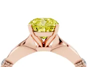 Fancy Yellow Cushion Cut Diamond Solitaire Twisted Band Ring Set in Rose gold with Accent Stones and Prong Setting