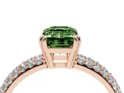 Emerald Cut Three Row Pave Engagement Ring Setting for a Fancy Green Lab-Grown Diamond | Rose Gold