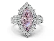 Marquise Halo Engagement Ring Setting for a Fancy Pink Lab-Grown Diamond | Side Clusters | Platinum