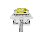 Princess Cut Halo Engagement Ring Setting for a Fancy Yellow Lab-Grown Diamond | Polished Halo Rim | Platinum