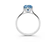 Fancy Blue Round Cut Diamond Solitaire Cathedral Ring Set in Platinum with Prong Setting