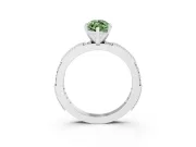 Fancy Green Marquise Cut Diamond Solitaire Ring Set in Silver with Slim Pavé Band and Prong Setting