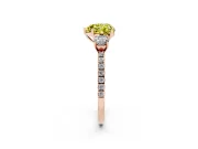 Heart-Shaped Three Stone Engagement Ring Setting for a Fancy Yellow Lab-Grown Diamond | Pave Shoulders | Rose Gold