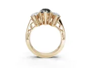 Fancy Black Marquise Lab-Grown Diamond Three-Stone Ring Set in Yellow Gold with Textured Band