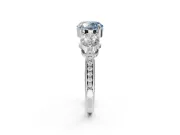 Round Three Stone Engagement Ring Setting for a Fancy Blue Lab-Grown Diamond | Tapered Pave Band | Sterling Silver