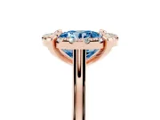 Round Halo Engagement Ring Setting for a Fancy Blue Lab-Grown Diamond | Claw Corners | Rose Gold