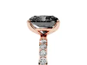 Radiant Cut Pavé Solitaire Engagement Ring Setting for a Black Center | Slim Band | Rose Gold