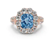 Radiant Cut Large Accent Halo Engagement Ring Setting for a Fancy Blue Lab-Grown Diamond | Rose Gold
