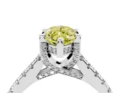 Marquise Hidden Halo Pave Engagement Ring Setting for a Fancy Yellow Lab-Grown Diamond | Claw Prongs | White Gold