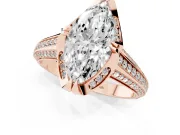Marquise Cut Diamond Pavé Split Shank Solitaire Ring Set in Rose gold with Prong Setting