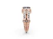 Radiant Cut Vintage Milgrain Engagement Ring Setting for a Black Center | Hidden Halo | Rose Gold