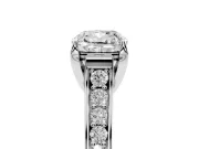 Cushion Cut Diamond Solitaire Pavé Engagement Ring Set in Silver with Prong Setting