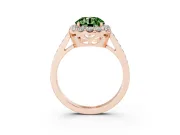 Round Floral Halo Engagement Ring Setting for a Fancy Green Lab-Grown Diamond | Large Round Accents | Rose Gold