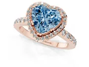 Heart-Shaped Vintage Halo Pavé Engagement Ring Setting for a Fancy Blue Lab-Grown Diamond | Milgrain Border | Rose Gold