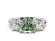 Heart-Shaped 3 Stone Engagement Ring Setting for a Fancy Green Lab-Grown Diamond | Sterling Silver - Design NV-24895