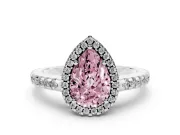 Pear-Shaped Pave Halo Engagement Ring Setting for a Fancy Pink Lab-Grown Diamond | Platinum