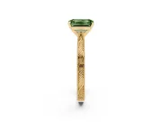 Emerald Cut Engraved Engagement Ring Setting for a Fancy Green Lab-Grown Diamond | Yellow Gold