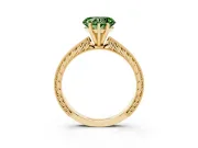 Heart-Shaped Engraved Engagement Ring Setting for a Fancy Green Lab-Grown Diamond | Yellow Gold
