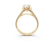 Pear Cut Diamond Pavé Split Shank Solitaire Ring Set in Yellow gold with Prong Setting