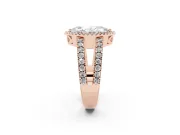 Marquise Cut Diamond Halo Ring Set in Rose gold with Pavé Split Shank and Prong Setting